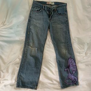 Handpainted Levi’s 569 “loose straight” jeans